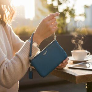 Coach Corner Zip Wristlet in Turquoise - Brand New Never Used